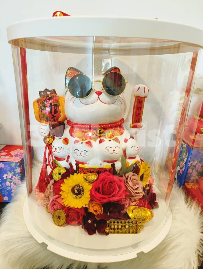 Grand Opening 12 Inch Lucky Cat Flower Gift Box 12寸招财猫开业花盒